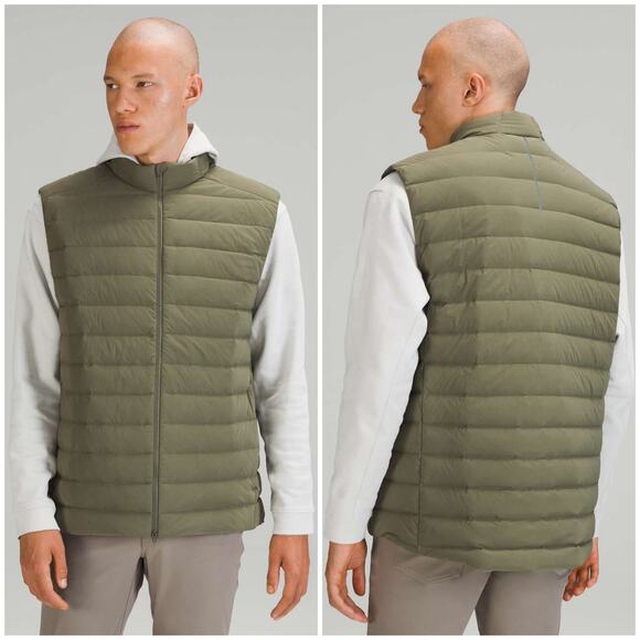 Lululemon Navigation Stretch Down Vest Olive Green Size XL 700 Goose Fill Winter - Picture 1 of 7